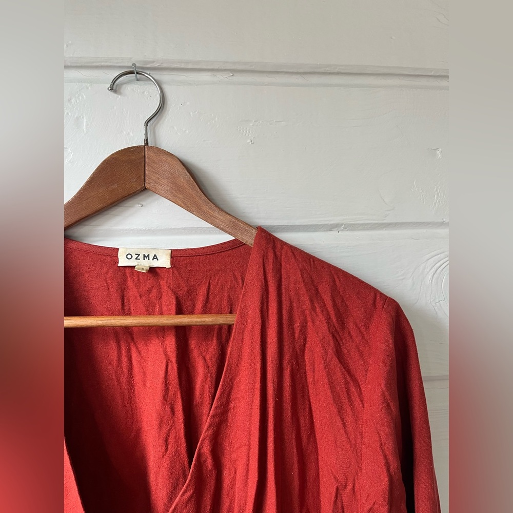 OZMA Mal Pais red raw silk duster S
